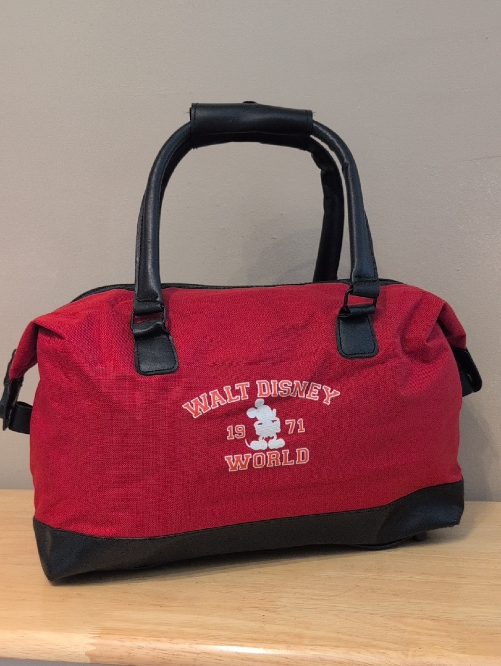 Disney Red Canvas Duffel with Black Trim and Walt Disney World Logo